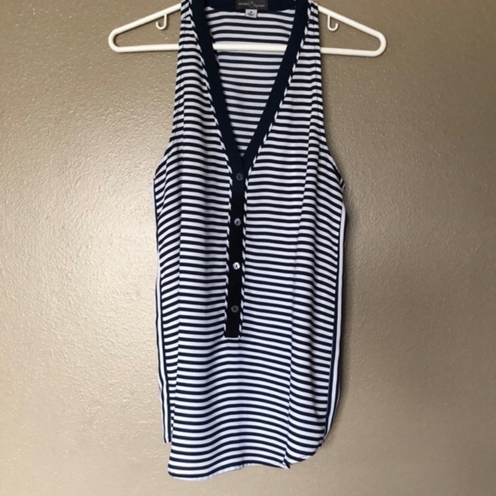 Market and Spruce Navy and White Striped Tank Top